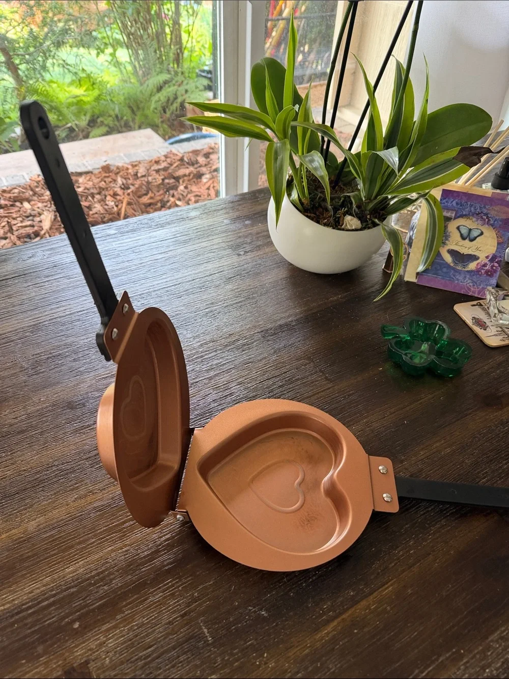 Heart-Shaped Copper Tone Pancake Press